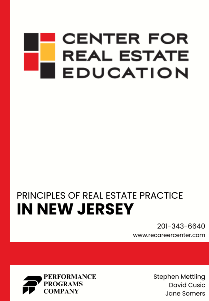 Center for Real Estate Education New Jersey course, contact info, Performance Programs Company logo.