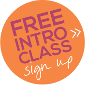 Free intro sign-up button, orange background, purple and white text, marketing call to action, promotional graphic.