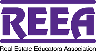REEA logo, Real Estate Educators Association, purple text on white background.