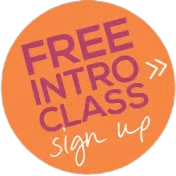 Free intro signup button with orange circle background and purple text, promoting registration for a free course.