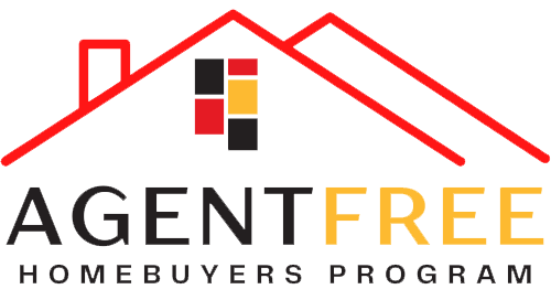 Agent Free Homebuyers Program logo with stylized red roof and colorful square design.